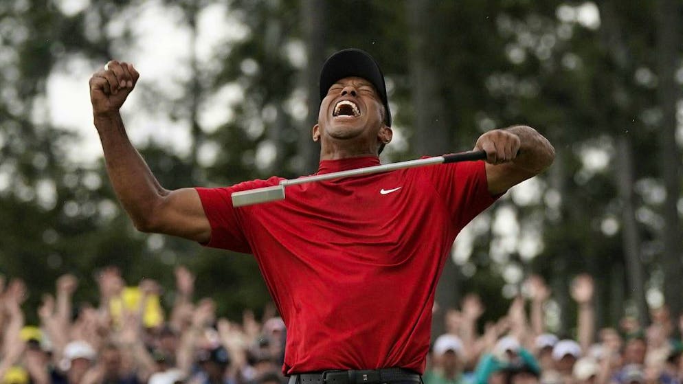 Das packende Bild von Tiger Woods' bislang letztem grossem Sieg: im April 2019 am US Masters in Augusta.