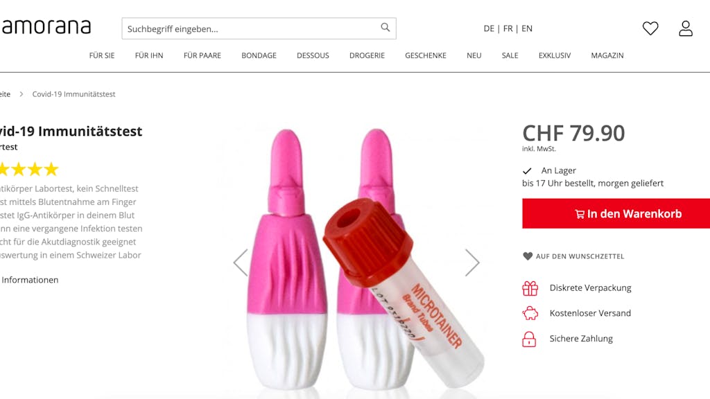 Geldmacherei?. Sex-Shop verkauft Covid-19-Immunitätstest – Experte warnt