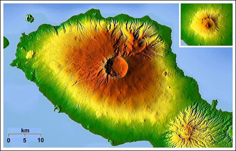 Noch ein Vergleich: Gross der Tambora, klein der Vesuv. chro0megoogle c