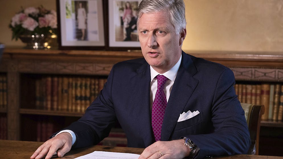 Le roi des Belges, Philippe, lors d'une intervention télévisée le 16 mars dernier (archives).