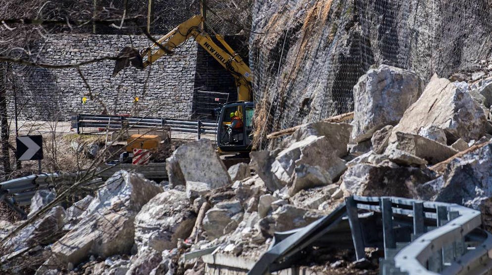 La frana dell'aprile 2018, che causò la morte di due ticinesi (©Ti-Press)