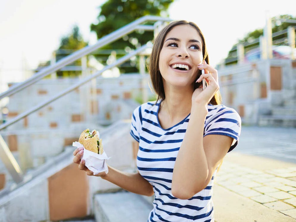 Young woman talking on phone and eating bagel in the city

When: 27 Sep 2017
Credit: Bartek Szewczyk/Westend61/Cover Images