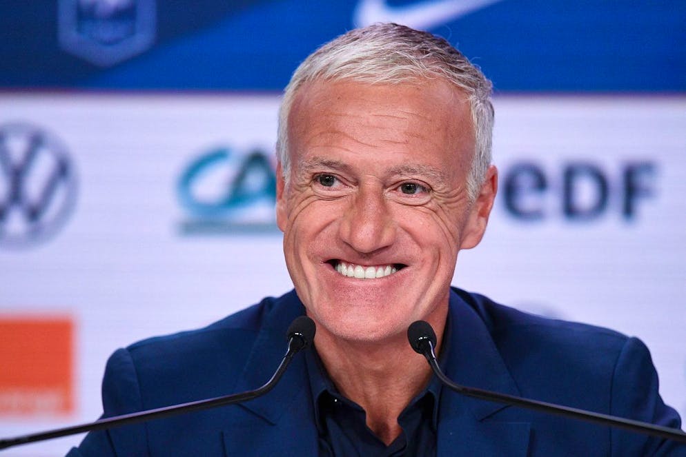 epa09209978 Didier Deschamps holds a press conference after announcing the FranceâÄ™s squad list for the UEFA Euro 2020 football tournament in Boulogne Billancourt, on the outskirts of Paris, France, 18 May 2021. EPA/FRANCK FIFE / POOL MAXPPP OUT