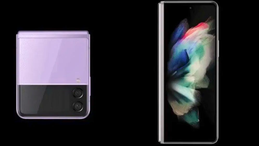 Das Galaxy Z Flip 3 (l.) sowie das Galaxy Z Fold 3.