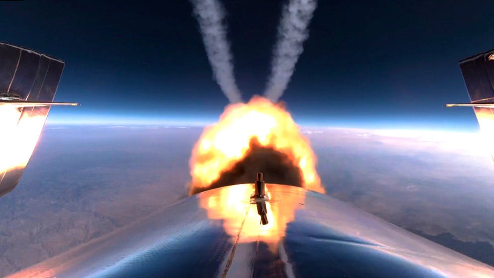 Der Raktenmotor der «VSS Unity» stiess beim Start grosse Mengen an Emissionen aus.