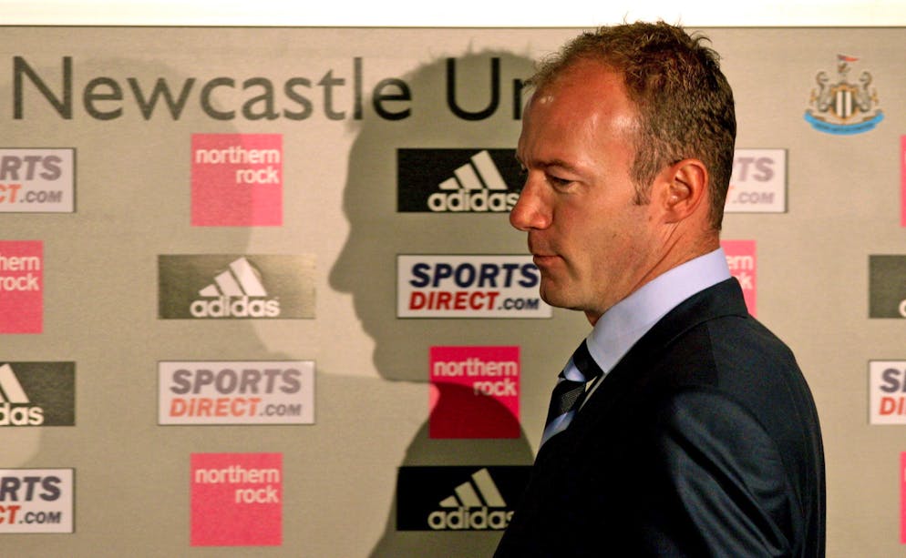 Newly appointed Newcastle United soccer manager Alan Shearer, arrives for a press conference at St James' Park, Newcastle, England, Thursday April 2, 2009. Shearer is hired to manage the Newcastle soccer team for the remaining eight matches of the season, in a bid to prevent the Premier League club from being relegated. (AP Photo/Scott Heppell)
