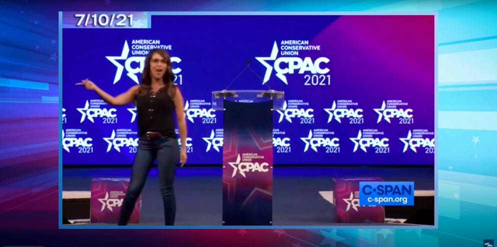 Fauci-Autschie: Lauren Boebert vom rechten Flügel der Republikaner bei der CPAC 2021.
