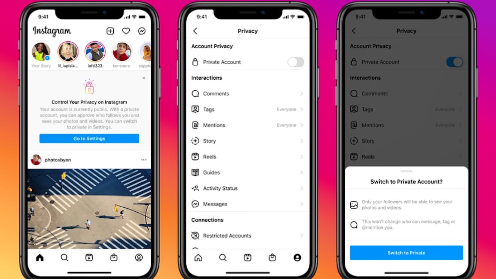 Instagram-Accounts von Jugendlichen sollen standardmässig privat sein.