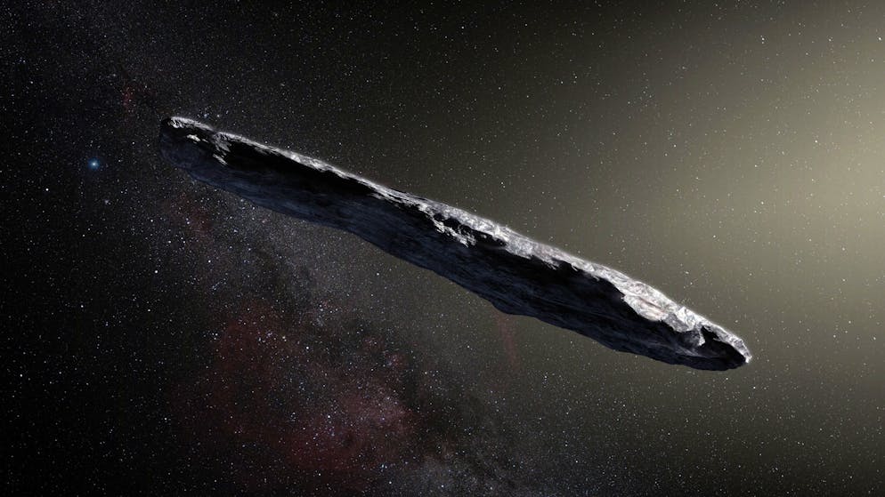 Eine Zeichnung von 'Oumuamua.