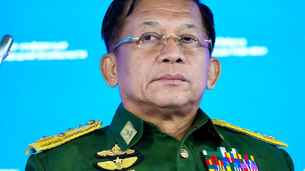 ARCHIV - Min Aung Hlaing, Oberbefehlshaber der Streitkräfte Myanmars Foto: Alexander Zemlianichenko/Pool AP/dpa