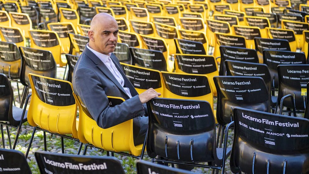 Swiss Federal Councillor Alain Berset poses at the Piazza Grande on the 74th Locarno International Film Festival in Locarno, Switzerland, Thursday, August 5, 2021. The Festival del film Locarno runs from 4 to 14 August 2021.(KEYSTONE/Urs Flueeler)