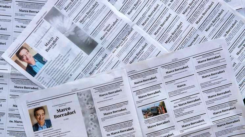 Paginati di annunci funebri per Borradori