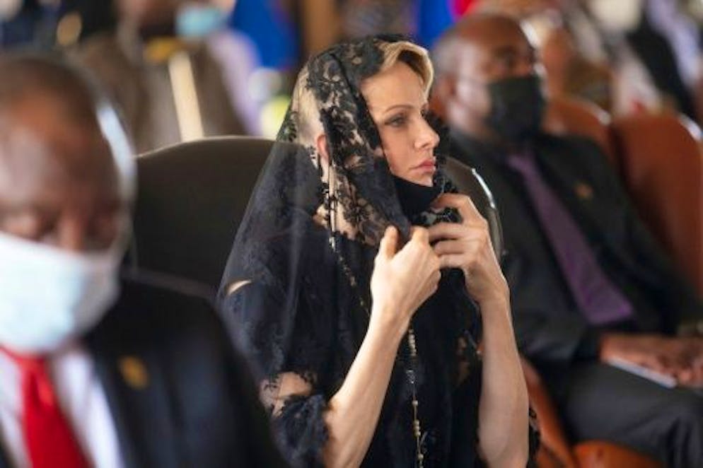 La princesse Charlene, lors d'une messe en l'hommage du roi Goodwill Zwelithini en Afrique du Sud le 18 mars 2021