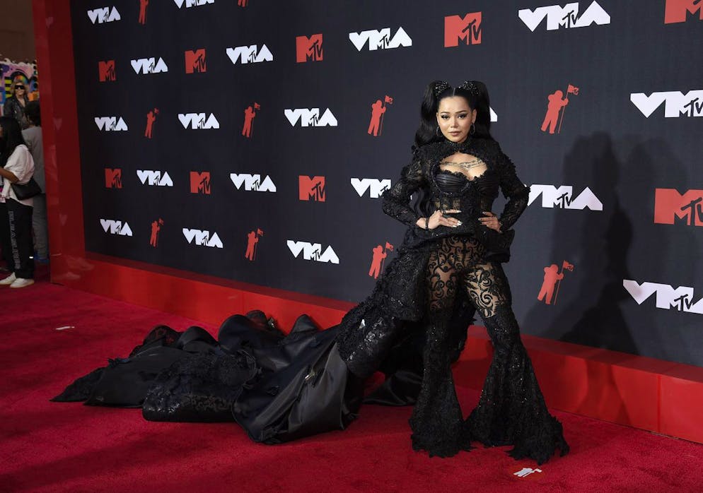 Bella Poarch arrives at the MTV Video Music Awards at Barclays Center on Sunday, Sept. 12, 2021, in New York. (Photo by Evan Agostini/Invision/AP)