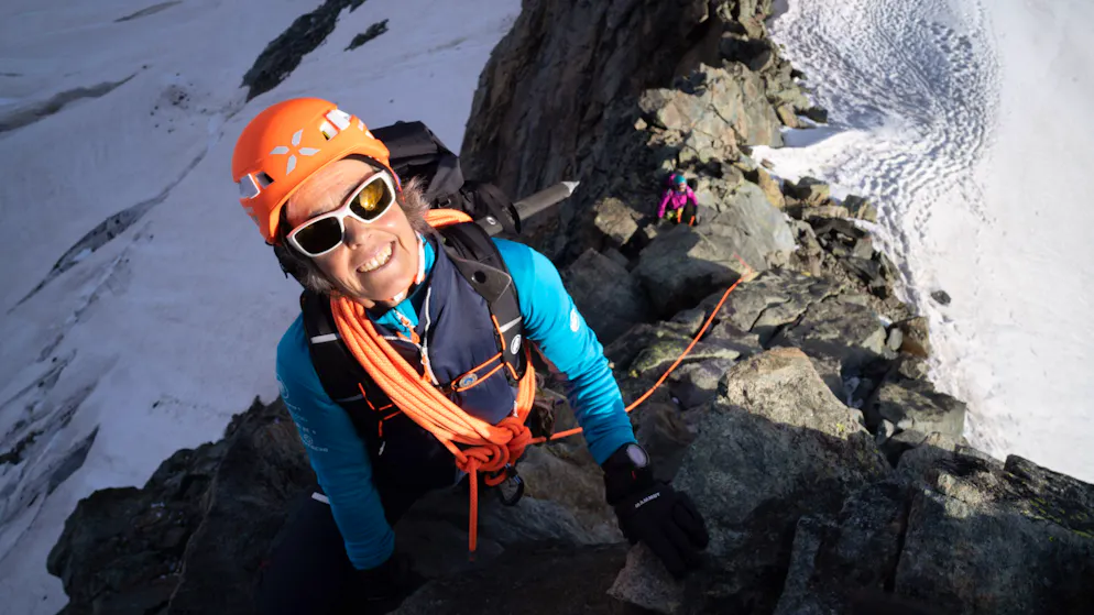 Der viel zu lange Weg der Frauen auf die Schweizer Alpengipfel. Bergführerin Rita Christen hält als erste Frau das Präsidium des Schweizer Bergführerverbandes – hier im Vorstieg an der Fortezza.