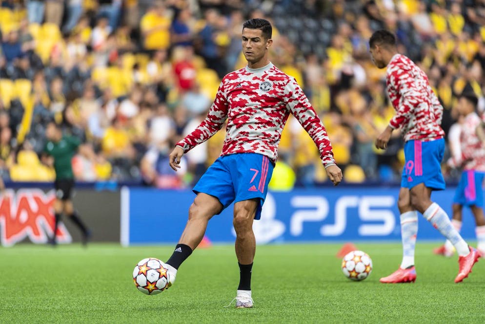 Manchester's Cristiano Ronaldo warms up ahead of the UEFA Champions League group F soccer match between BSC Young Boys and Manchester United, on Tuesday, September 14, 2021 at the Wankdorf stadium in Bern, Switzerland. (KEYSTONE/Alessandro della Valle)