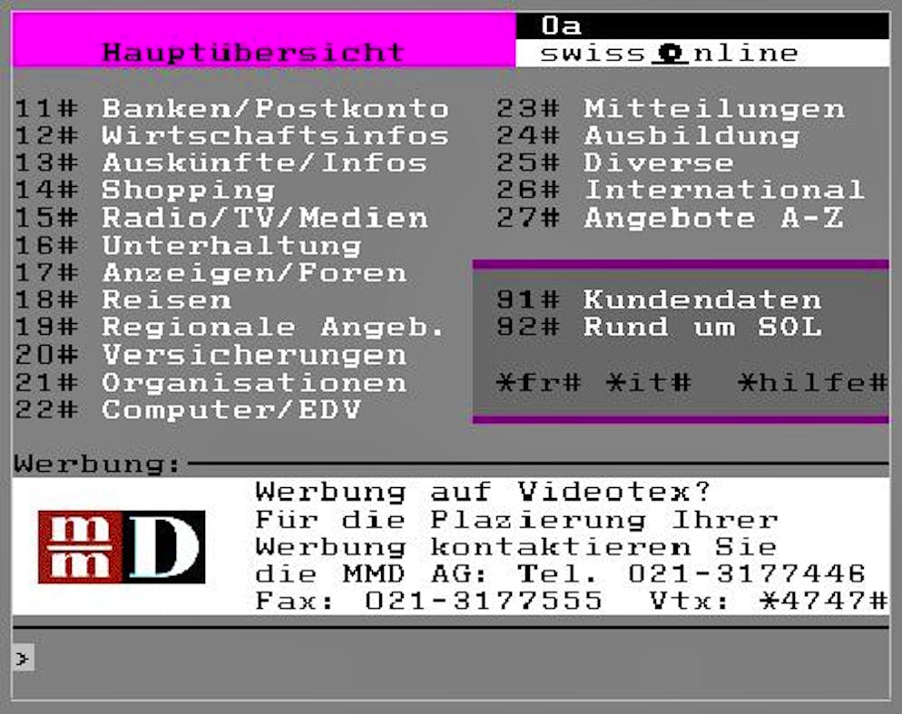 War bis 1996 das meistgenutzte Schweizer Online-Medium: der kryptische Videotex.