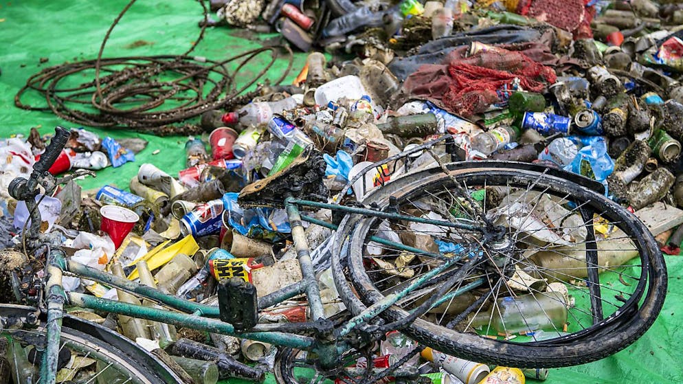Récolte de déchets exposée à Lucerne en septembre 2020.