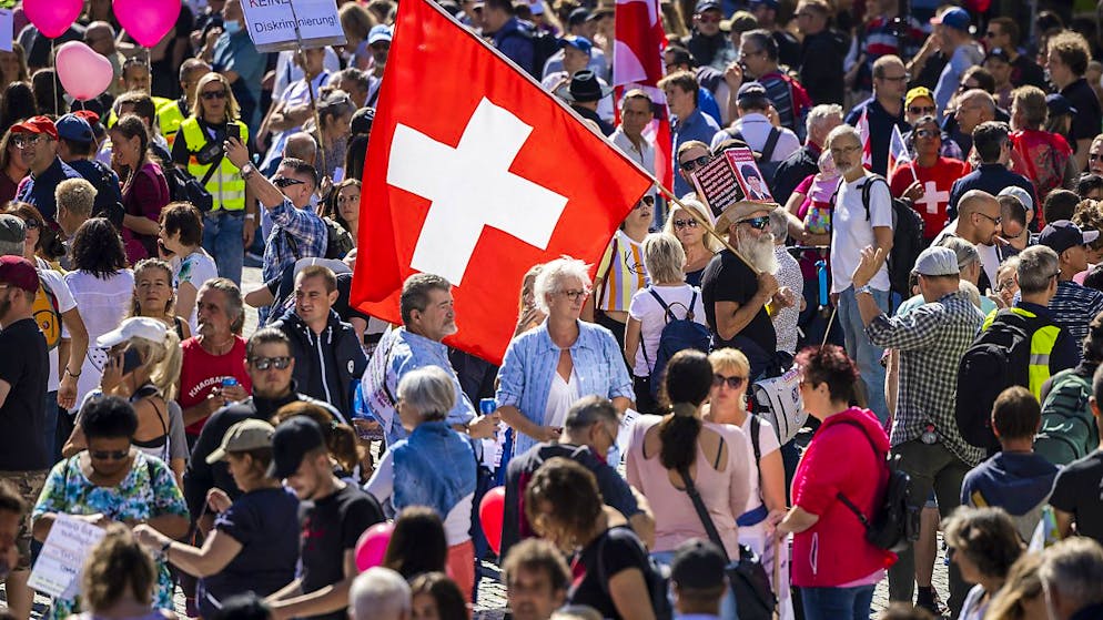 La manifestazione dei contrari alle misure Covid a Winterthur
