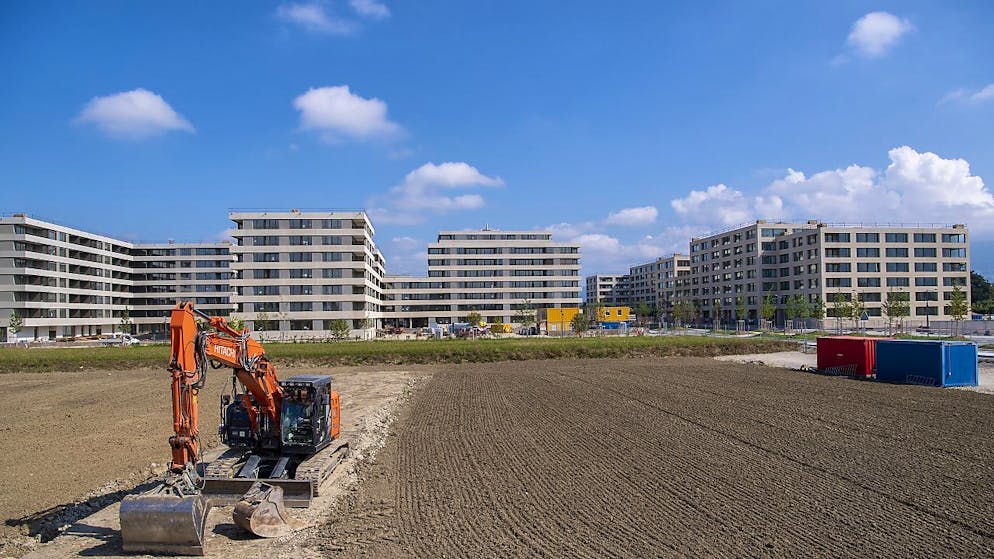 Le nouveau quartier de Belle-Terre à Thônex (GE) encore en travaux accueillera ses premiers habitants en novembre.