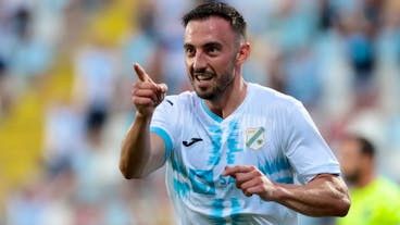 RIJEKA, CROATIA - JULY 29: Josip Drmic of HNK Rijeka celebrates goal during the UEFA Europa Conference League Second Qualifying Round: Second Leg match between HNK Rijeka and Gzira United on July 29, 2021 in Rijeka, Croatia. (Photo by Nel Pavletic/Pixsell/MB Media/Getty Images)