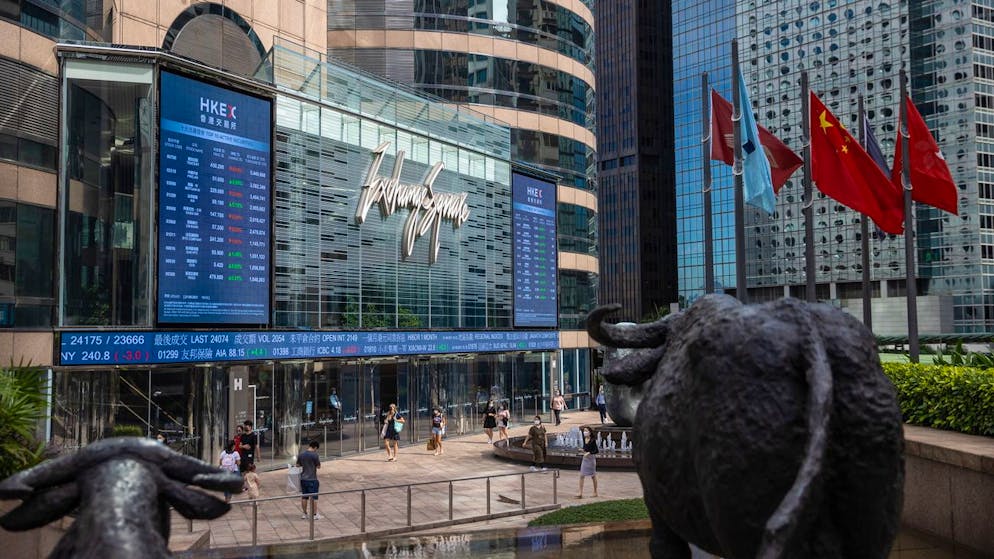 Auch die Börse in Hongkong war gestern wegen Evergrande im Minus.
