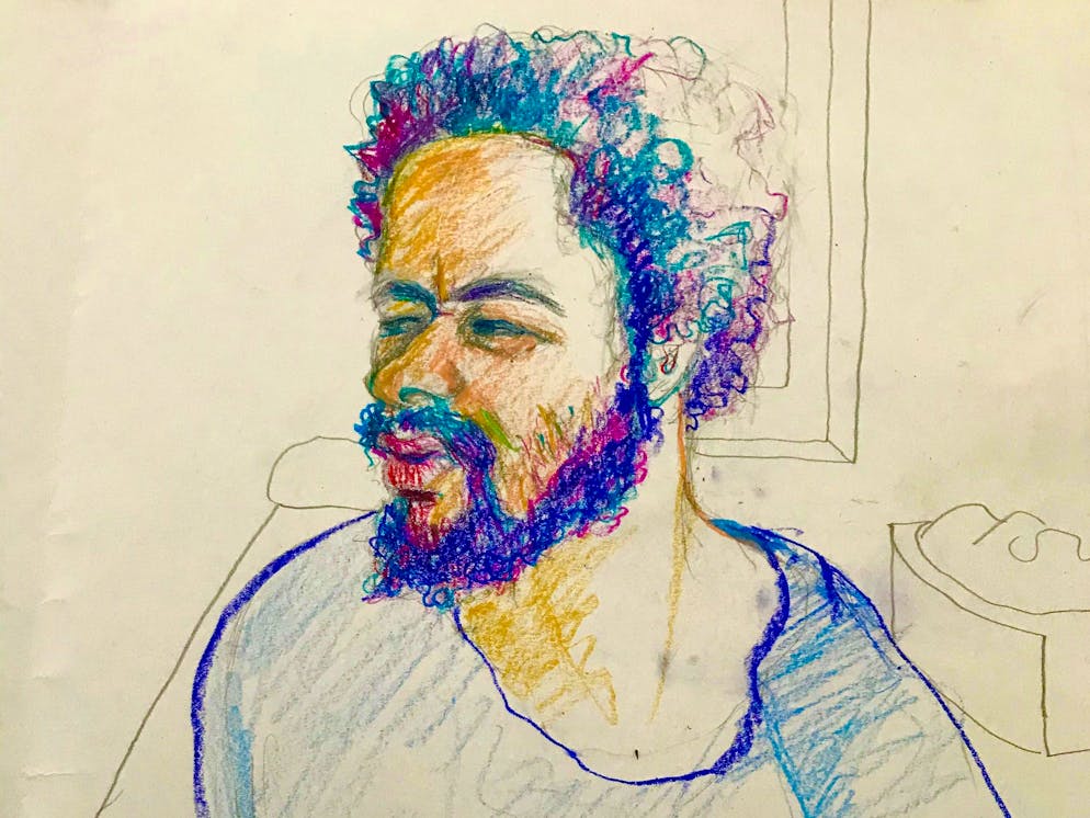 Portraitzeichnung von Straftäter Brian (bekannnt als Carlos). Das Bezirksgericht Zürich gibt am Mittwoch, 06. November 2019, in Zürich das Urteil gegen den Intensivstraftäter bekannt. 29 Delikte soll Brian laut Anklage im Gefängnis begangen haben. (KEYSTONE/Linda Graedel)