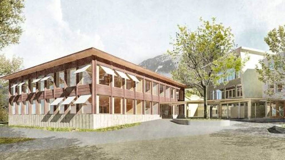 Das geplante neue Primarschulhaus von Kerns kann später bei Bedarf um zwei Etagen aufgestockt werden.