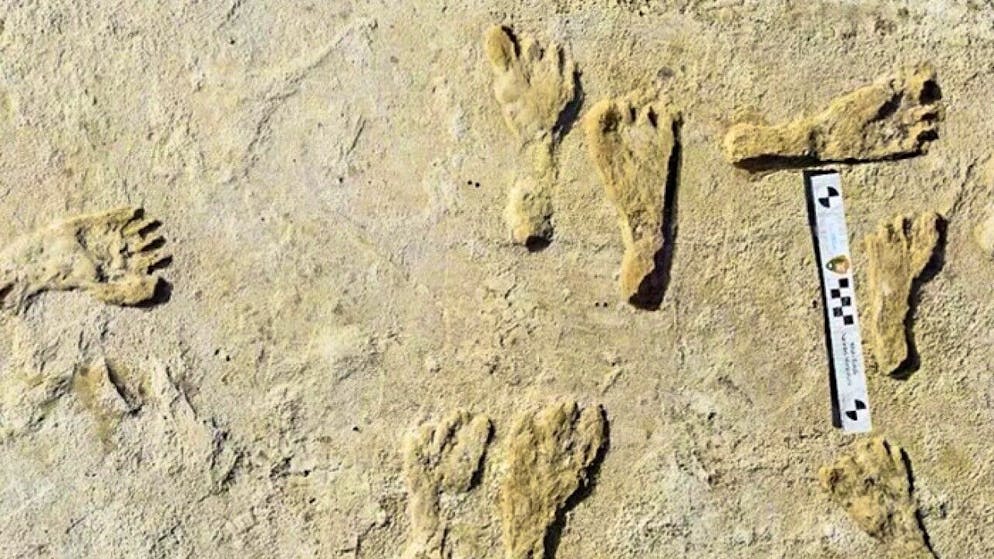 Am ausgetrockneten Otero-See im White-Sands-Nationalpark im Süden New Mexicos sind die ältesten Fussspuren des Kontinents entdeckt worden: Nordamerika war demnach schon vor 23'000 Jahren von Menschen besiedelt , 10'000 Jahre früher als bisher angenommen (Pressebild).