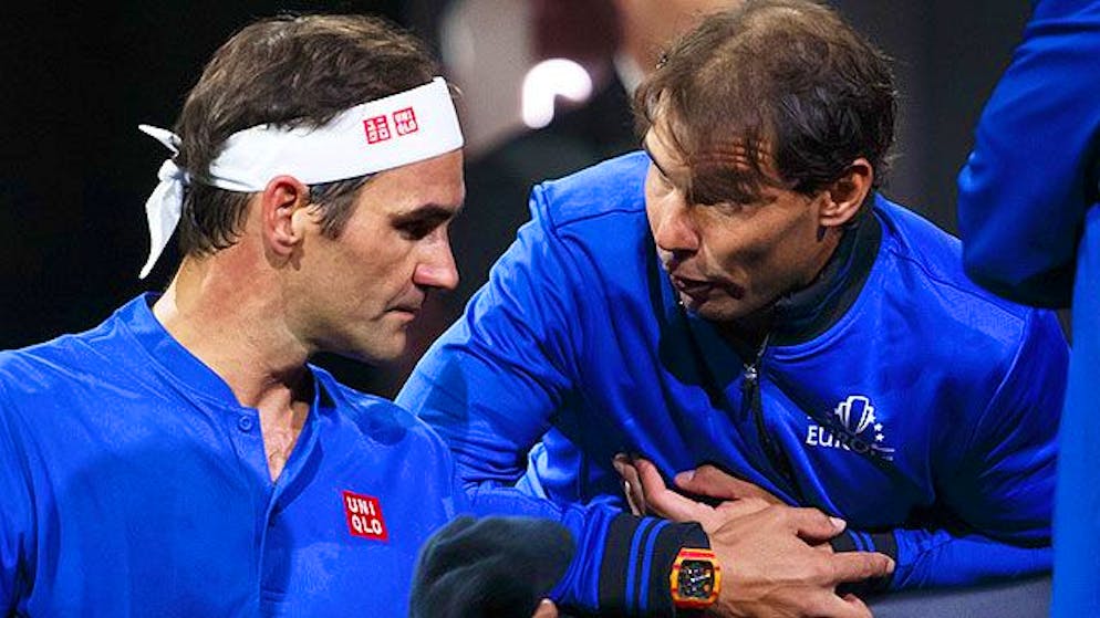 In diesem Jahr der grosse Abwesende: Roger Federer (links) fehlt beim Laver Cup ebenso wie Rafael Nadal (rechts) und Novak Djokovic (nicht im Bild).