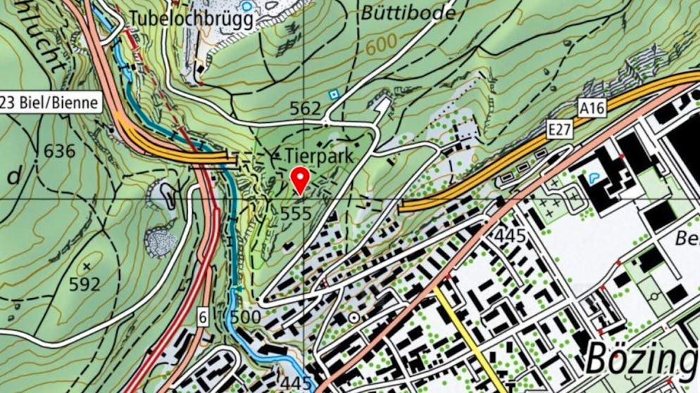 Beim Bieler Tierpark ereignete sich der Verkehrsunfall.