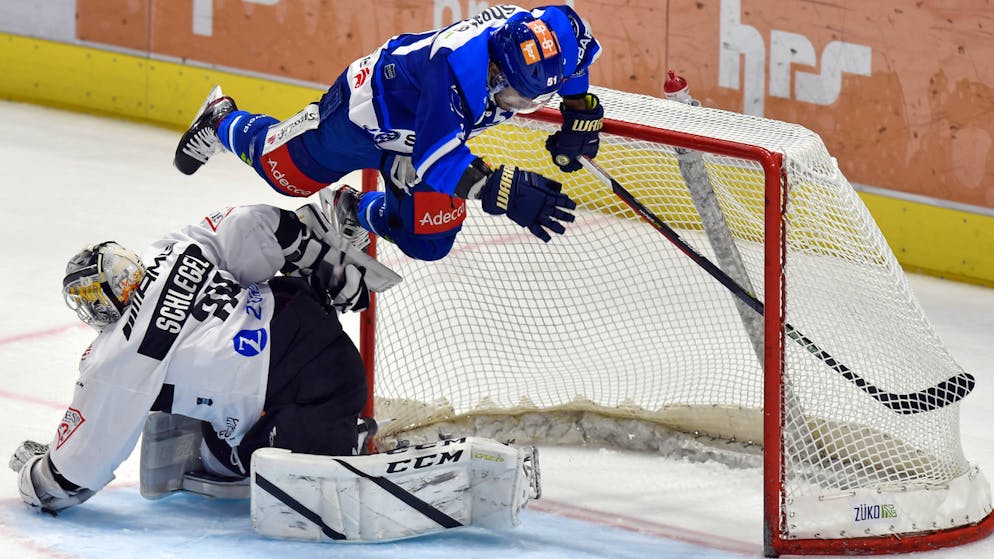 Abflug über Lugano-Goalie Schlegel.
