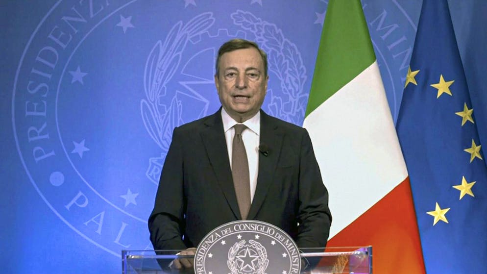 Mario Draghi nel suo discorso in videoconferenza.