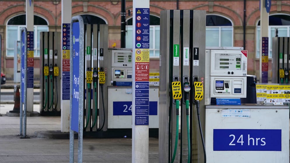 Eine Tankstelle in Sheffield, die wegen Kraftstoffmangel geschlossen ist.