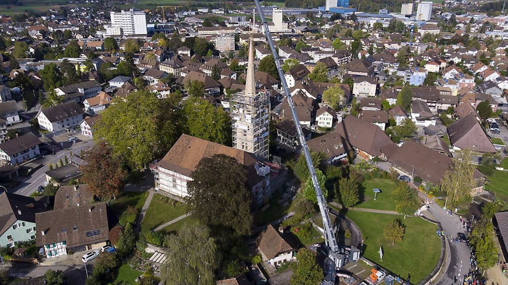 Blick auf Herzogenbuchsee mit dem im Oktober 2020 erneuerten Kirchturm. (Archivbild)