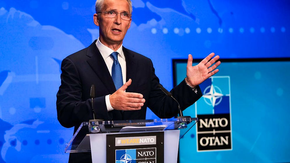 ARCHIV - Jens Stoltenberg, Nato-Generalsekretär, spricht bei einer Online-Pressekonferenz im NATO-Hauptquartier. Foto: Francisco Seco/Pool AP/dpa