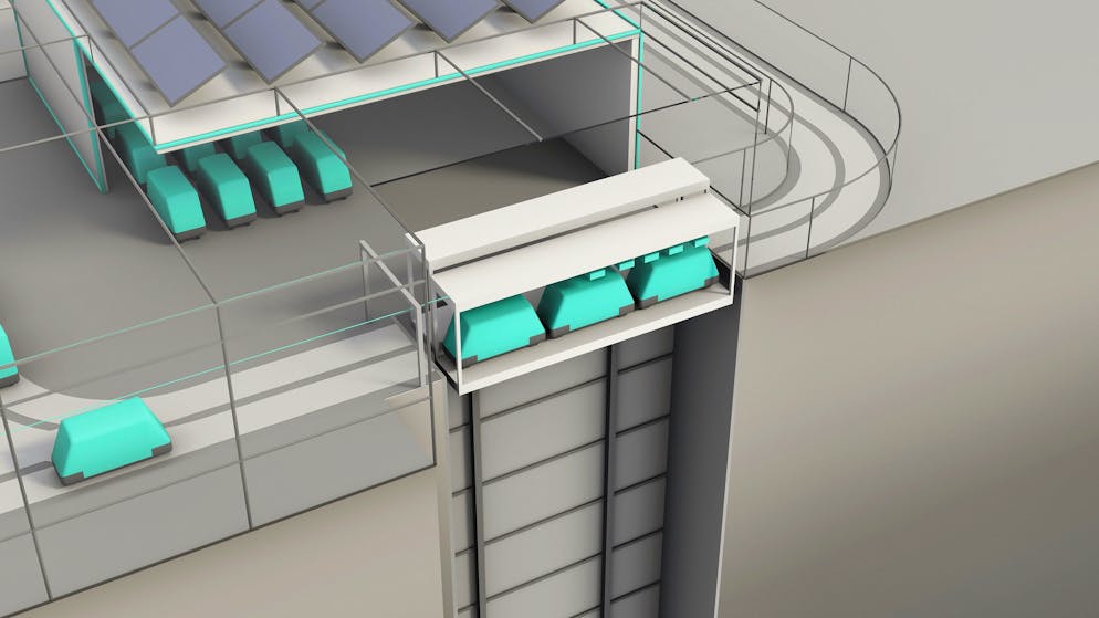 So könnte der Gütertransport dereinst aussehen. Bei «Cargo sous terrain» werden Waren in den Boden gelassen und dort in kleinen Wagen transportiert.