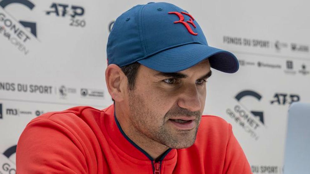 HANDOUT - Switzerland's Roger Federer talks to the media during a virtual press conference at the ATP 250 Tennis Geneva Open tournament, in Geneva, Switzerland, on Monday, 17 May 2021. (GENEVA OPEN) +++ NO SALES; MANDATORY CREDIT