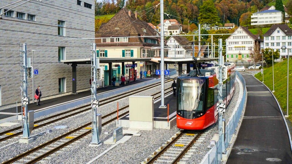 In Teufen AR braucht es für die Durchmesserlinie zwischen Appenzell und Trogen einen Doppelspur-Ausbau bis zum Bahnhof.
