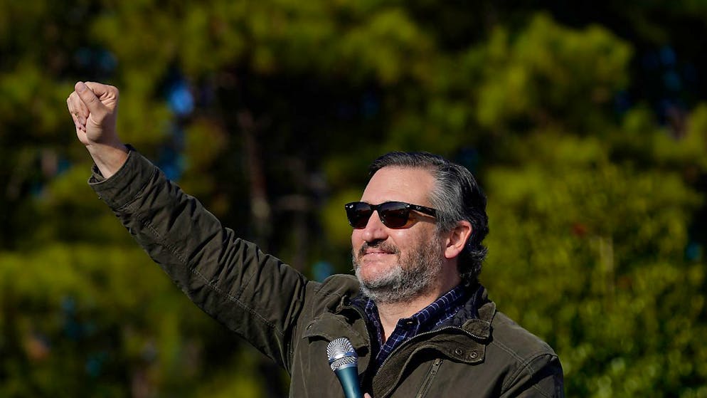 Ted Cruz, republikanischer Senator für den US-Bundesstaat Texas, streckt bei einer Wahlkampfveranstaltung für die US-Senatorin Loeffler seine Faust in die Luft. Foto: Brynn Anderson/AP/dpa