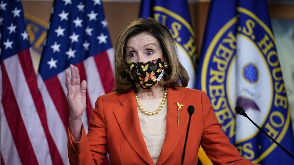 After leading the second impeachment of President Donald Trump this week, Speaker of the House Nancy Pelosi, D-Calif., holds a news conference at the Capitol in Washington, Friday, Jan. 15, 2021. Pelosi and House Democrats, joined by a few Republicans, delivered the historic rebuke of Trump for his incitement of the mob that attacked the Capitol on Jan. 6, 2021. (AP Photo/J. Scott Applewhite)