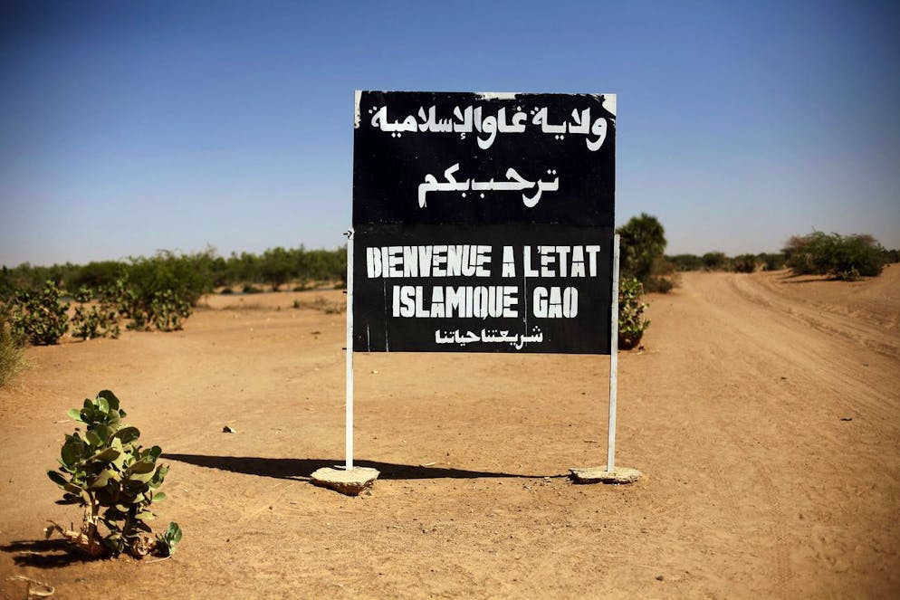 Un signe routier dans la ville de Gao, au nord du Mali, en 2013.