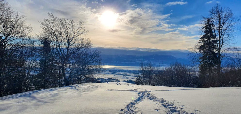 Schneeschuh Trail Aussicht Parcours de L'Archette in St-Cergue