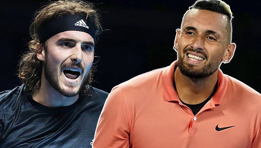 Verstehen sich mittlerweile gut: Stefanos Tsitsipas (links) und Nick Kyrgios.