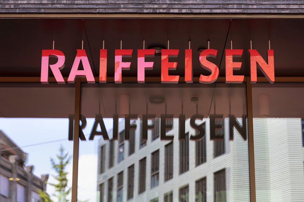 Logo of the Raiffeisen bank at its headquarters in St. Gallen, Switzerland, on June 5, 2018. (KEYSTONE/Gaetan Bally)
Logo der Raiffeisenbank am Hauptsitz in St. Gallen, aufgenommen am 5. Juni 2018. (KEYSTONE/Gaetan Bally)