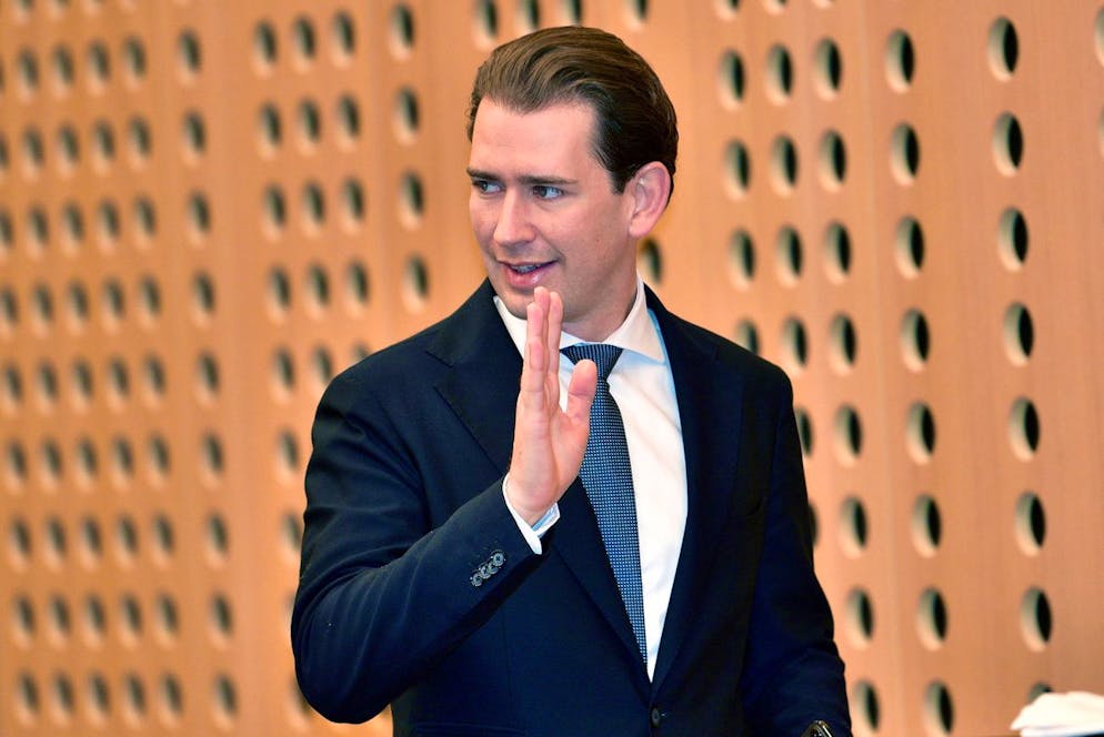 epa09508616 Austrian Chancellor Sebastian Kurz waves during a plenary session of the EU-Western Balkans summit in Brdo pri Kranju, in Kranj, Slovenia, 06 October 2021. The summit, part of the EU's strategic engagement with the Western Balkans, is hosted by the Slovenian presidency of the Council and brings together leaders from EU member states and the six Western Balkans partners (Albania, Bosnia and Herzegovina, Serbia, Montenegro, North Macedonia and Kosovo). EPA/IGOR KUPLJENIK