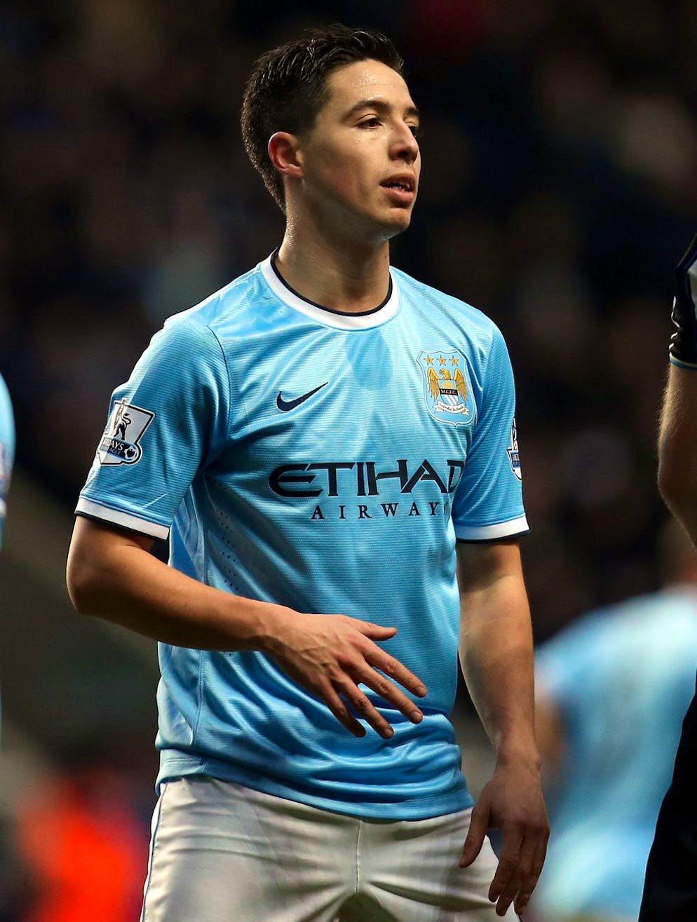 Manchester City's Samir Nasri looks on during their English Premier League soccer match against Newcastle United at St James' Park, Newcastle, England, Sunday, Jan. 12, 2014. (AP Photo/Scott Heppell)