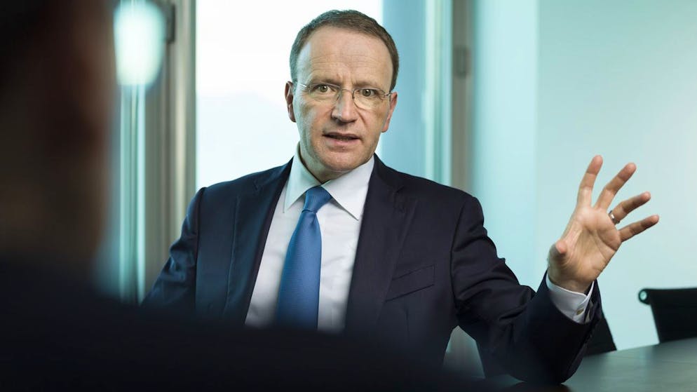 Portrait of Mark Schneider, CEO Nestle, taken at the headquarters of Nestle in Vevey, Canton Vaud, Switzerland, on August 17, 2018. (KEYSTONE/Gaetan Bally)
Mark Schneider, CEO Nestle, portraitiert am 17. August 2018 am Haupsitz von Nestle in Vevey. (KEYSTONE/Gaetan Bally)