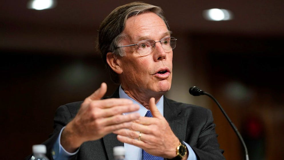 U.S. Ambassador to China nominee Nicholas Burns speaks during a hearing to examine his nomination before the Senate Foreign Relations Committee on Capitol Hill in Washington, Wednesday, Oct. 20, 2021. (AP Photo/Patrick Semansky)