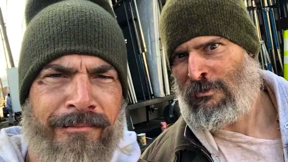 Stuntman Oliver Keller. Ein Stuntman soll auch wie der Schauspieler aussehen: Links Keller, rechts Joe Manganiello.